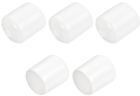 QUARKZMAN 5 Stück Gummi Endkappen 23 mm Kunststoffkappe Gummikappen Schutzkappen Abdeckung Fußkappen für Stuhlbeine Tischbeine Schrauben Bolzen Gewinde Metallstäbe Rohr Zaunpfosten Weiß