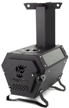 Poêle à Bois de Chauffage en Acier Inoxydable Poêle de Camping Portable Multifonctionnel avec Sac de Rangement, Idéal pour Le Chauffage Intérieur et Extérieur et la Cuisines Quotidienne(Black)