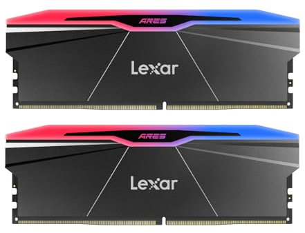 Lexar ARES Gen2 RGB DDR5 RAM Kit 32Go (2x16Go) 6000MHz CL28, 288-Pin UDIMM PC Mémoire RAM, Mémoire de Bureau pour Intel XMP 3.0, DRAM optimisée par SK hynix, CL28-36-36-68/1.4V(LD5U16G60C28BR-RGD)