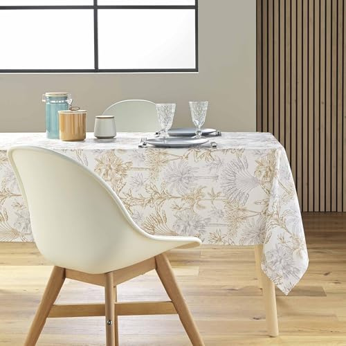 Douceur d'Intérieur, Nappe Rectangle (145 x 240 cm) Canarie Naturel, Polyester Imprimé