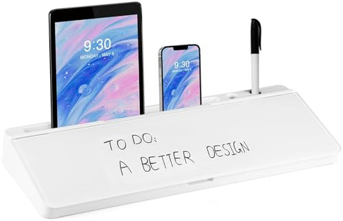 Youyijia Glass Desktop Whiteboard with Storage Organizer Dry Erase Desk Buddy with Smooth Writing Surface Keyboard Stand Memo Board for Home Office Accessories & Supplies (White)