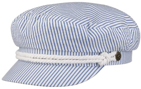 Brixton Twotone Stripes Fiddler Elbsegler Baker-Boy-Mütze Schirmmütze Ballonmütze Kapitänsmütze Damen - mit Schirm, Futter, Futter Frühling-Sommer Sommer - M (57-58 cm) blau-weiß