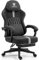 MEENICE Gaming Stuhl Stoff mit Taschenfederkissen und Kühlung Gel, Massage Gaming Sessel mit Fußstütze, Ergonomischer Game Stuhl Hohe Zurück für Erwachsene Black Weiß