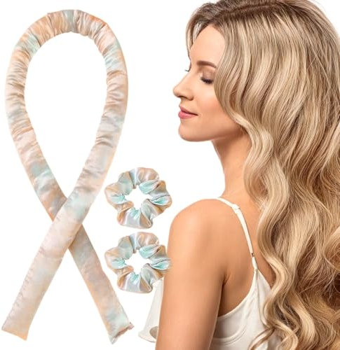 LUFFLOK Rizadores de Pelo Sin Calor, 3 Piezas Rizador Satinado Sin Calor, Rizadores de Ondas Con Diadema Suave Para Dormir,Silk Herramientas de Peinado,Hogar y Fiestas Seda