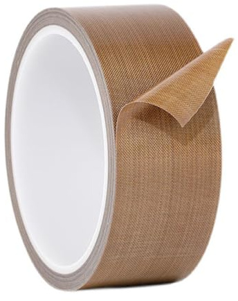 Misuyue 30mm x 10M Teflonband Selbstklebend, Hitzebeständiges Klebeband, PTFE Teflon Tape für Vakuumiermaschine Impulsversiegeler, Hitzebeständiges bis 300℃ (Braun)