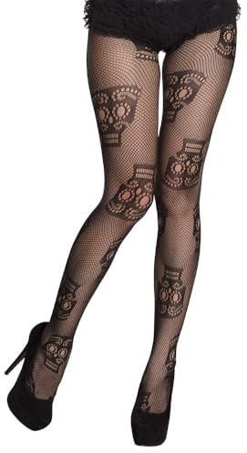 Boland - Strumpfhose, Damen, dehnbare Hose, Day of the Dead, Nylon, Karneval, Themenparty, Mottoparty
