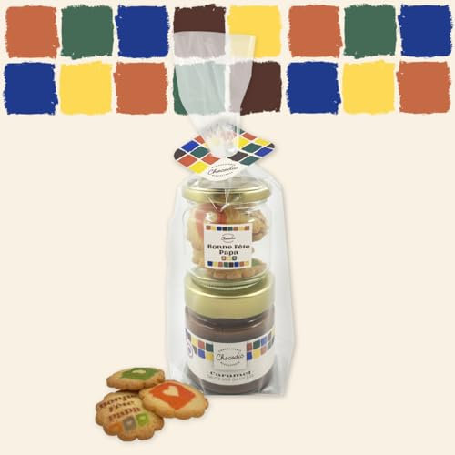 Chocolat bonne fête PAPA PERE Coffret gourmand caramel et galettes au beurre personnalisées Chocolat fête des pères bonne fête papa
