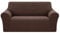 Deconovo Sofabezug Überzug Sofaüberwurf Sofa Cover Sesselbezug Sofahusse Abdeckung Super Elastisch Stretch Jacquard, 2-Sitzer(145-175cm), Dunkelbraun