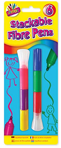 ART BOX 6 Stackable Fibre Pens, Assorted, 23.8 x 9 x 1.7 cm 1086