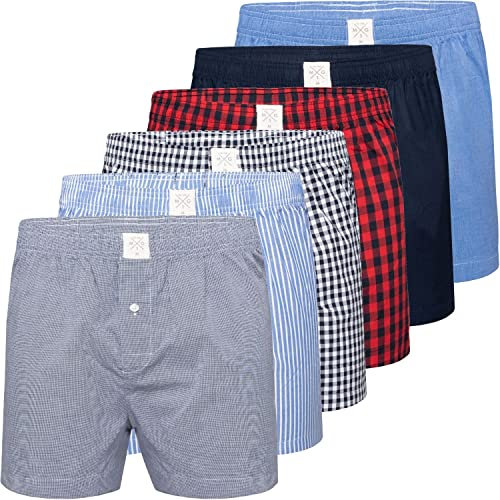 MG-1 6 er Pack Webboxer Boxershorts Boxer Shorts Herren SPARPACK S - XXXL kariert, Grösse:XL, Farbe:Set 4