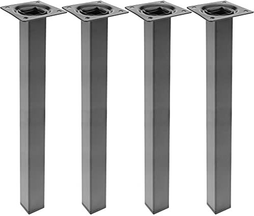 PrimeMatik - Pieds de Table carré pour Meubles et Bureau en Acier Noir 40cm 4-Pack