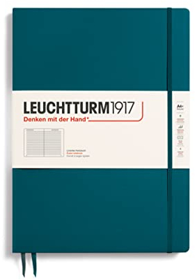 LEUCHTTURM1917 359788 Notizbuch Master Slim (A4+) Hardcover, 123 nummerierte Seiten, Pacific Green, Liniert