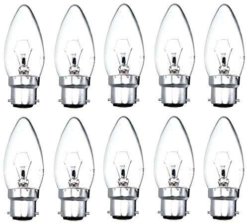 10x Candle Light Bulbs 25w / 40w / 60w Lamps Bayonet BC B22 Clear (40)