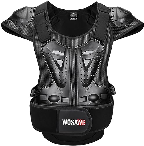 WOSAWE Motorrad Schutz Jacke für Erwachsene, Brustpanzer Racing Guard Rückenprotektoren Schutzausrüstung für Riding Skating Roller Skifahren Snowboard (15 Schwarz, S)