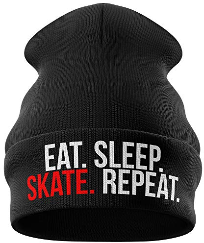 Skateboard-Geschenk, Eat Sleep Skate Repeat, lustige Skateboard-Mütze – Geschenkidee, Geschenk für Skateboard Gr. Einheitsgröße, Schwarz