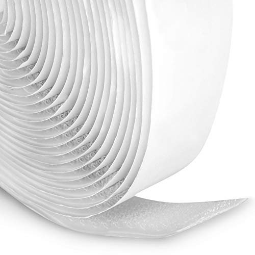 FrogJim 5m Hakenband selbstklebend weiß 20mm breit - 5 m Rolle Klettband nur Haken 20 mm klebend KRGWH5