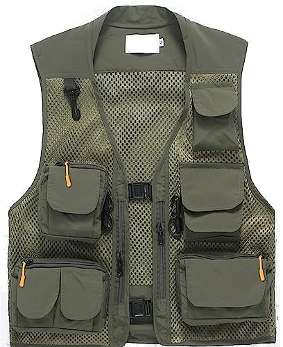 Freiesoldaten Uomini Multi Tasca Veste All'aperto Pesca Campeggio Outwear Maglia Traspirante Casuale Gilet
