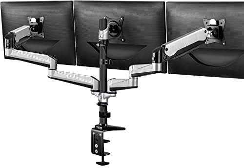HUANUO Monitor Halterung 3 Monitore für 17-32 Zoll Bildschirme, Bildschirmhalterung 3 Monitore Höhenverstellbar, Monitorarm, Tragen Sie 8 kg pro Arm