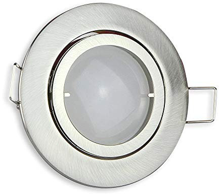 6x Downlight LED redondo - plata 7 vatios blanco cálido 12V - MR16 empotrable proyector orientable Ø60-68mm agujero de perforación - instalación - techos de focos - focos