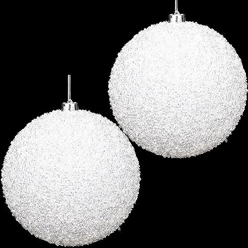 Christmas Concepts® Confezione da 2 Palline per Albero di Natale da 200mm - Palline Bianche Scintillanti Iridescenti