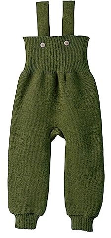 Disana Strick-TRÄGERHOSE Neugeborene & Kleinkind – 100% Bio-Merino – atmungsaktiv, warm Unisex Gr. 50 – 104 - nachhaltig & fair – mit hohem Bund - Made in Germany | Oliv Gr. 74-80