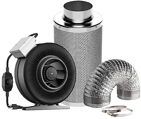 SunStream 6 Inch 440 CFM Inline Fan with Speed Controller 6 Inch Carbon Filter and 25 Feet of Ducting Combo for Grow Tent Ventilation