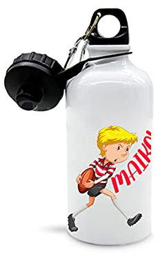 Mr. Gadgets Borraccia Personalizzabile con Nome Vari Modelli-Sport- Bambino-Bambina 500ml (Rugby Bimbo)