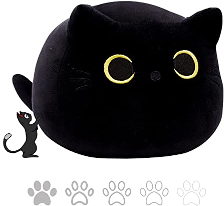 Tittaty Schwarze Katze Plüschtier Katze Kuscheltier Weiches Stofftier Kopfkissen Plüsch Kissen Christmas Toy Weihnachten Geburtstagsfeier Geschenke Dekoration (40 * 28cm)