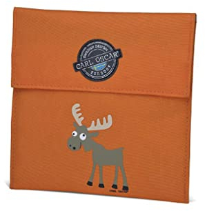 Carl Oscar Pack n' Snack Sandwich Bag mit Magnetverschluss Wiederverwendbare Sandwich-Tüte Toast-Beutel für Panini Snacks Pausen-Brot, 18 x 18 x 0,5 cm ORANGE
