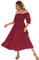 R.Vivimos Women's Polka Dot Slim Half Sleeve Puff Flare Sleeve Square Neck Tie Long Midi Dress (Medium,Burgundy#2)