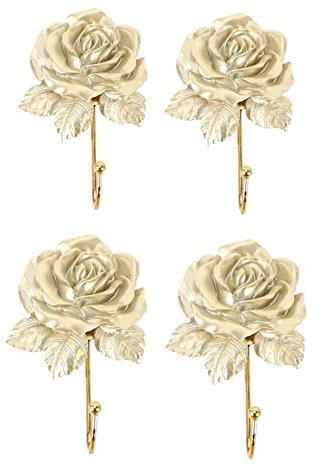 4Pcs Wall Mounted Vintage Dress Rose Hat Coat Hook Door Clothes Hanger Bathroom Towel, Gold