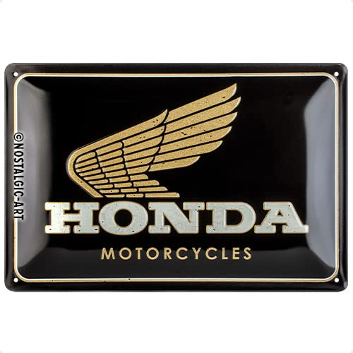Nostalgic-Art Plaque vintage, Honda MC – Motorcycles Gold – Idée de cadeau pour motards, en métal, Design rétro pour la décoration, 20 x 30 cm