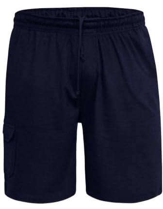 D555 Duke Men's John Lightweight Fleece Cotton Cargo Shorts in Navy Blue, Plus Size KS2030N Casual Shorts