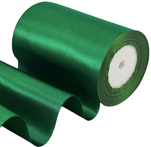POPOYU 23m Geschenkband Schwarzgrün Breit,Satinband 10cm Breit,Geschenk Schleife XXL,Breites Band Schwarzgrün,Riesen Geschenkschleife,Geschenkschleife Auto xxl für Verpacken von Geschenken Weihnachten