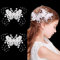 BETESSIN 2pz Mollette per Capelli Bambina Farfalla Bianche Pizzo Perle Fermagli Clip Eleganti per Decorazione Bimbe Ragazze Compleanno Prima Comunione Festa