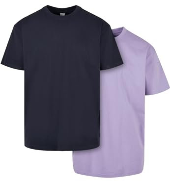 Urban Classics Herren T-Shirt Heavy Oversized Tee 2-Pack, 2er Pack Oversized T-Shirt für Männer, Baumwolle, Midnightnavy+Lavender, S