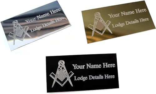 Masonic Regalia Briefcase Name Plate Id Plaque Personalised With Name, Lodge Name & Lodge Number (Silver)