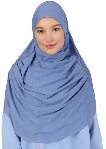 Prien Kopftuch für Damen, Lang Muslim Hijab Frauen, Türkisch Khimar Schal Islamische Kleidung, Konfektionshijab Kopftücher Kleider, Muslimische Sport Head Scarf Set (Hellblau)