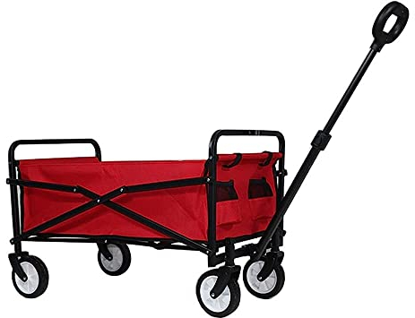 ZAANU Handwagen, Trolley, zusammenklappbarer Schubkarren mit Bremse, zusammenklappbar, 100 kg maximale Belastung, stabil, tragbar, rollend, leicht, für Strand, Outdoor, Picknick, robuste