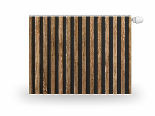 HUBDECO Magnetische Heizkörperverkleidung - 80x60 cm - Magnet Heizkörperabdeckung - Motiv Dunkle Latten - Wasserdicht Erhöhte Abriebfestigkeit Paneel-Heizkörperabdeckung
