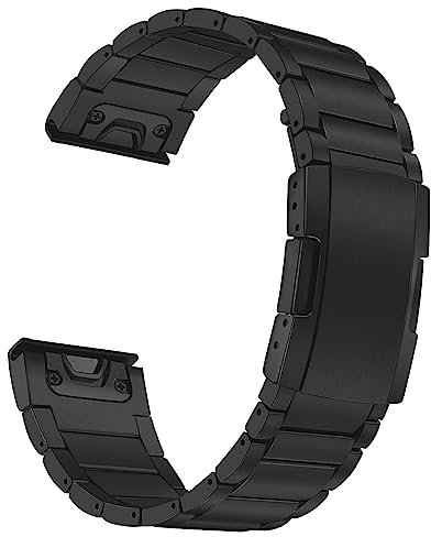 ahayo Titanium Watch Strap for Garmin Fenix 7/ epix Pro 47mm/ Fenix 6 /Fenix 5, QuickFit 22mm Lightweight Metal Wristband with Stainless Steel Buckle for Forerunner 955 / EPIX 2(Black)