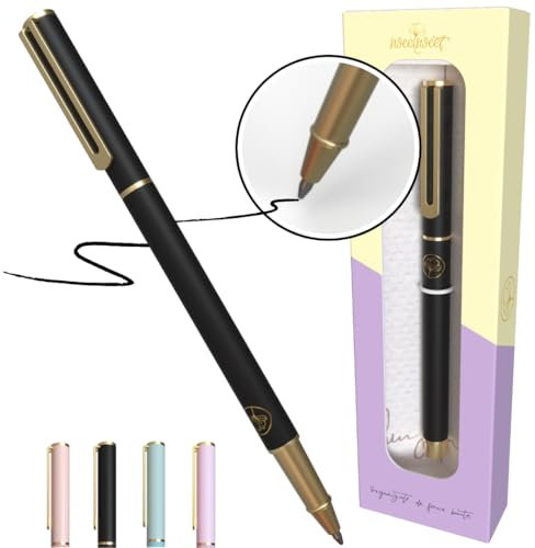 Luxus Kugelschreiber Eleganter Gelstift Hochwertige Tinte Sanftes Schreiben Edle Stifte Geschenkbox Schönes Kuli Design Metall Rollerball Pen Exklusiv Für Damen Büro Schule Stilvoll Journaling Schwarz