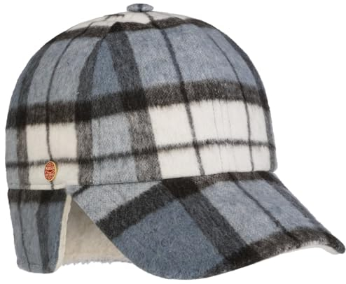 Mayser Taja Check Cap mit Ohrenklappen Basecap Baseballcap Wintercap Damen/Herren - Made in The EU Schirm, Futter, Hinten geschlossen, Futter Winter Herbst-Winter - M (57-58 cm) schwarz-blau