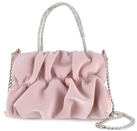 APOMOONS Damen Clutch, Strass Clutch Geldbörsen, Abendtasche Unterarmtasche Umhängetasche Damen mit Strass-Steinen und Abnehmbarer Kette, Handtasche für Hochzeit Party Bankett Feiertage(Rosa)
