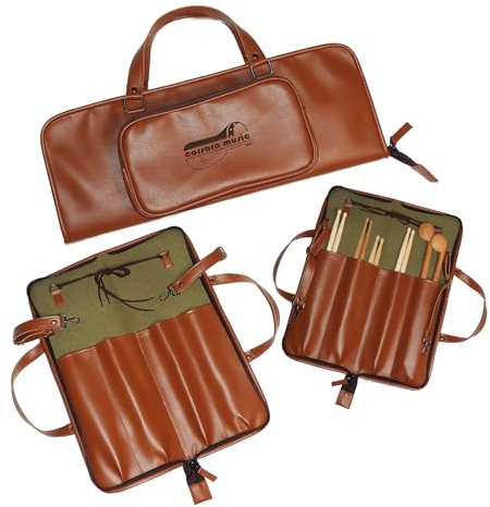 Corsaro Music Drumstick-Tasche (veganes Leder) für Drumsticks, Schlägel und stilvollere, schicke große Floor-Tom-Haken, Drmstck-01