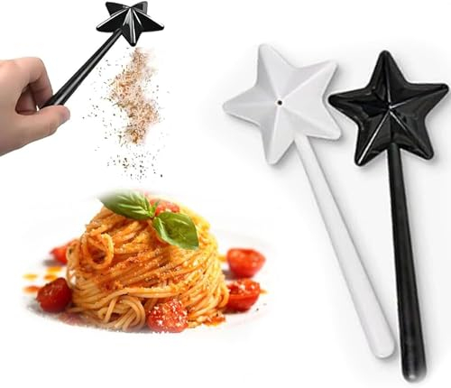 Salière Et Poivrière Baguette Magique Distributeur De Sel Et Poivre Salière Et Poivrière Plastique Baguette Magique Pour La Cuisine (Noir+Blanc)