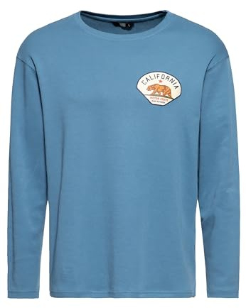 King Kerosin Herren Longsleeve California Langarmshirt 50S Regular Fit Front-Print Retro Vintage College Raglan California Motor State