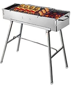 Klappbarer Holzkohle-BBQ-Grill Tragbarer faltbarer Edelstahl-Carbon-Fleischgrill for Outdoor-Camping-Picknick-Patio-Kochen