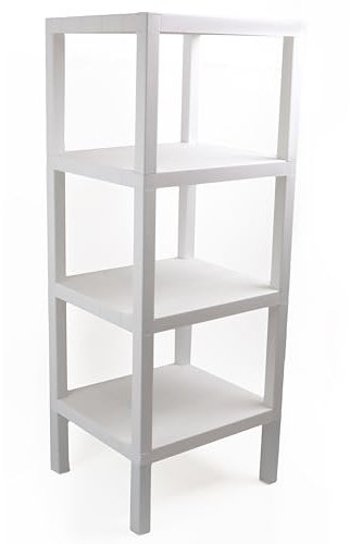 DIVCHI 4 Tier Side End Table Nightstand Coffee Tables Storage Bedside Table Office Living Room Bedroom Small Narrow Space Sofa Table (White)