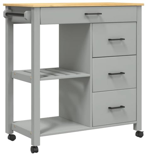 vidaXL Küchenwagen Monza 84x40x88,5 cm Massivholz Kiefer
